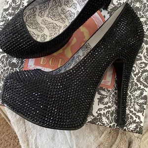 NIB - New Bordello Black Crystal heels.